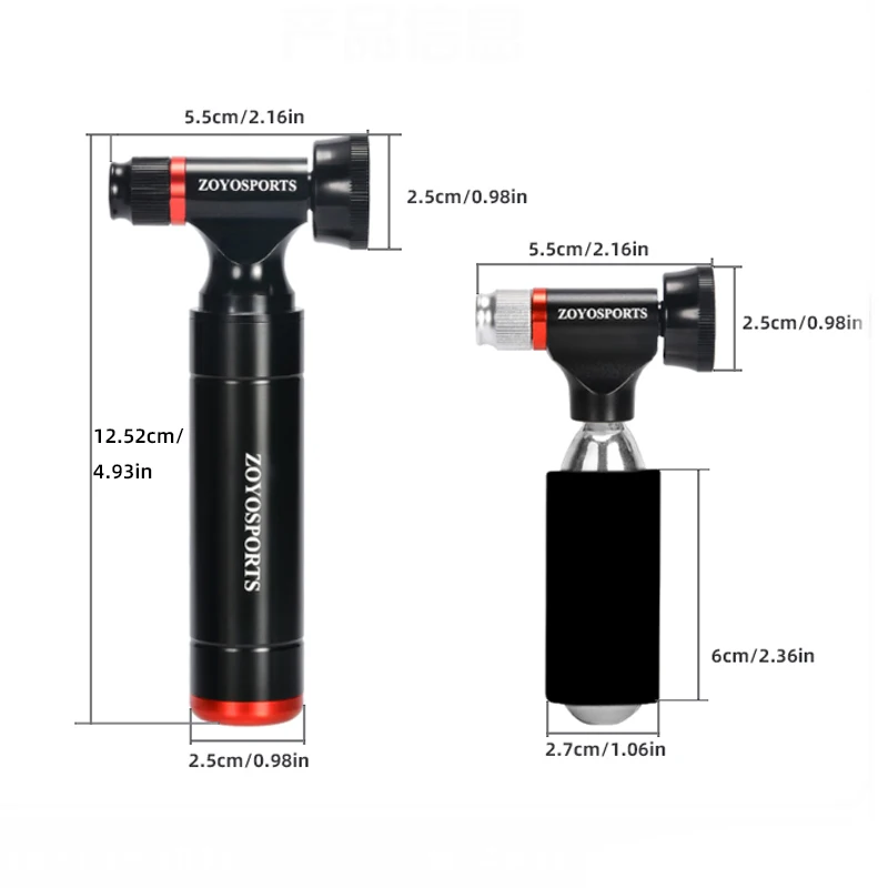 Насос CO2 ZOYOSPORTS с Черной головкой и прозрачным манометром, помпа для велосипеда из алюминиевого сплава, миниатюрный, для велоспорта
