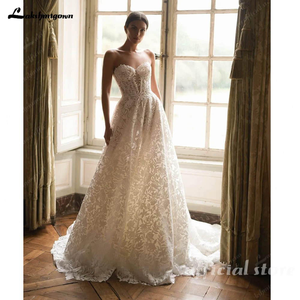 Lakshmigown Vollspitze A-Linie Lange Hochzeitskleider 2027 Neues Sweetheart-Hochzeitskleid für die Braut Ballkleid Maßanfertigung – Detail 10
