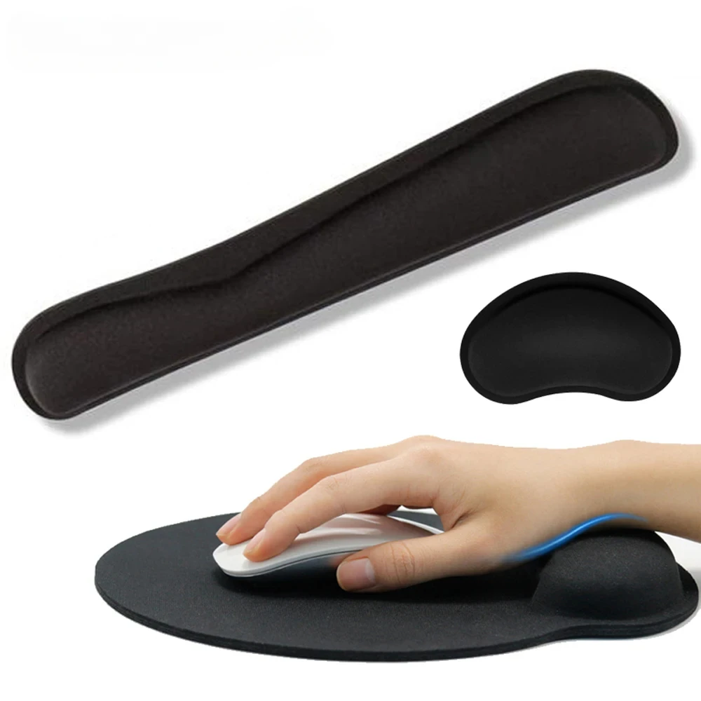 New Wrist Rest Mouse Pad Memory Foam Superfine Fibre Wrist Rest Pad Ergonomic Mousepad for Typist Office Gaming PC Laptop