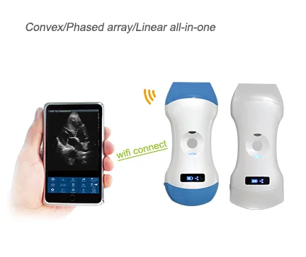 Portable Wireless Ultrasound Scanner Probe 3 In 1 Mini Wifi Color Doppler Pocket Ultrasound Liner and Convex