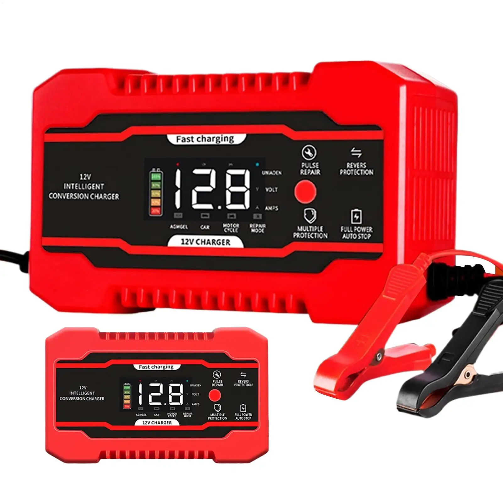 

12 Volt Battery Trickle Charger 12V6A Battery Repair Pulse Charger Vehicle Repair Maintenance Equipment For Trucks Cars SUVs