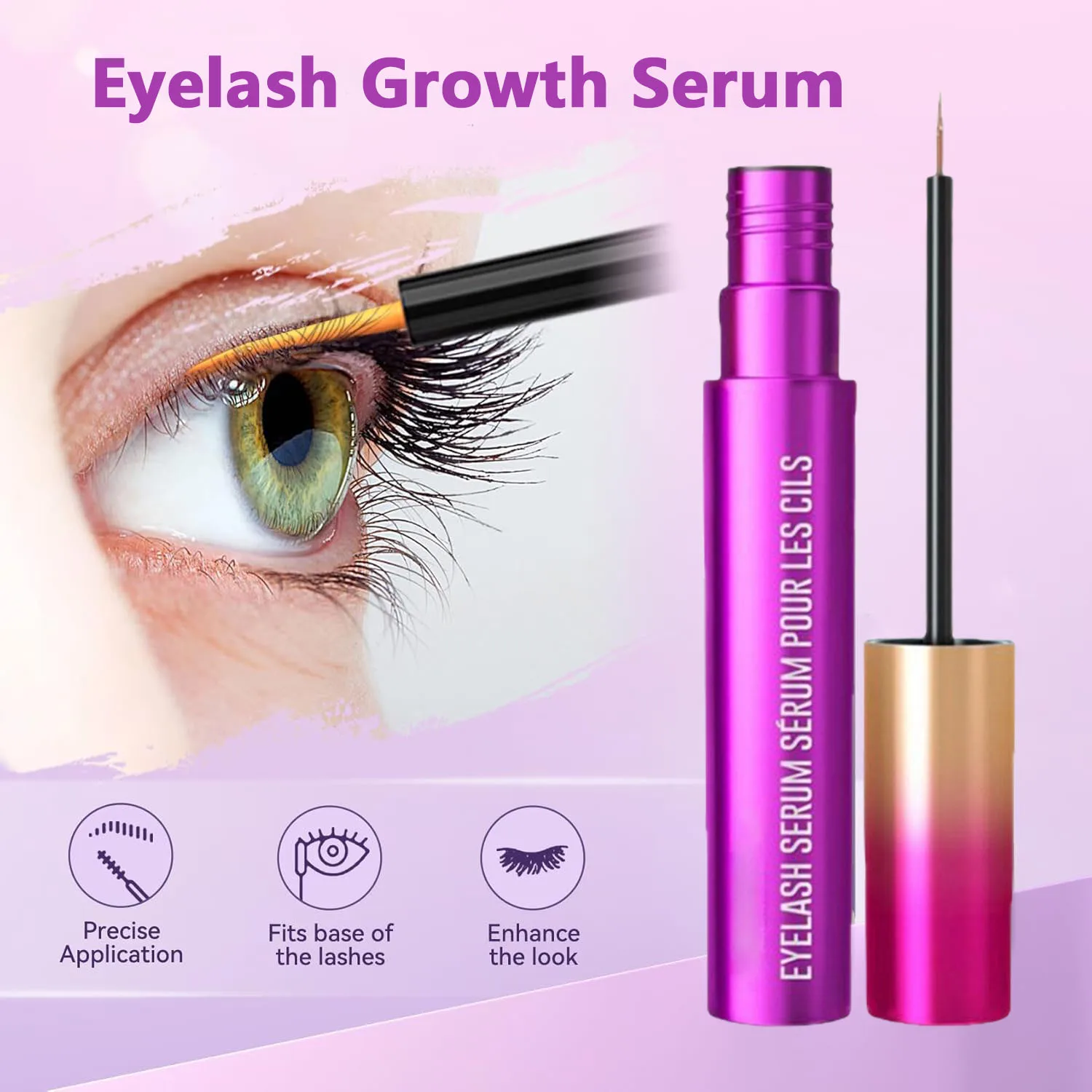 Siero per la crescita delle ciglia per ciglia più spesse e più piene, siero per l'aumento delle ciglia, aumento delle ciglia, sollevamento delle ciglia, occhi sensibili