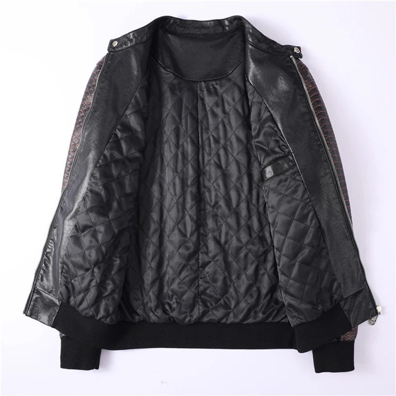 2024 leather jacket men\'s PU letter embroidered fashionable motorcycle jacket top of the line winter luxury new uomo plein XXXL