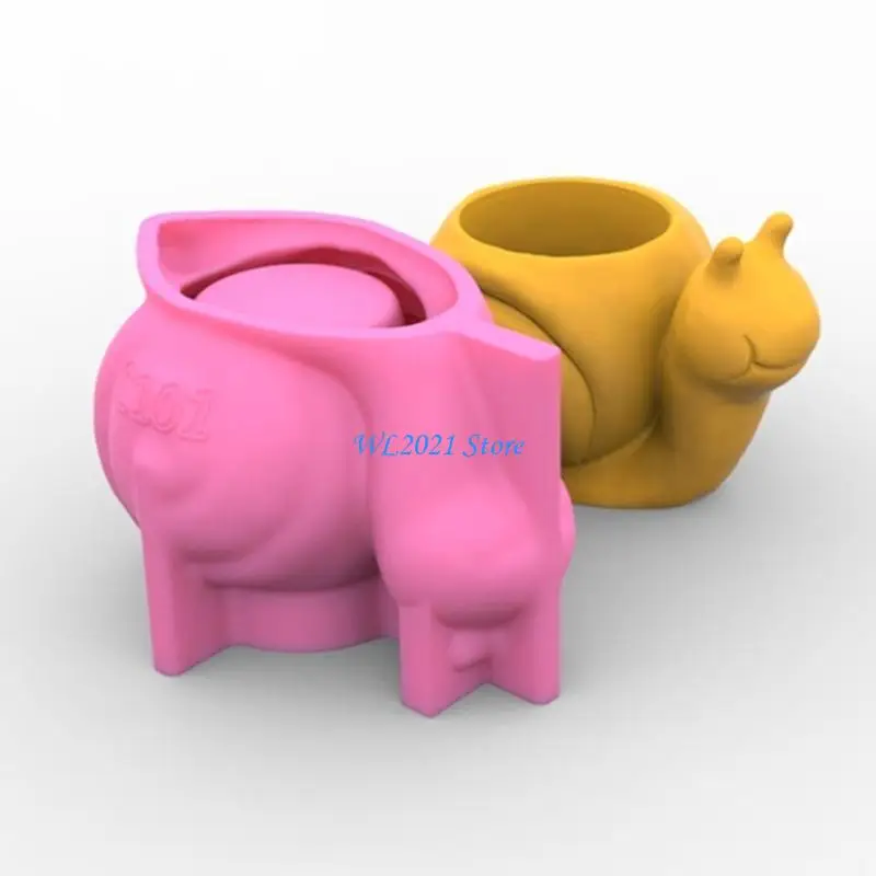 

G5GC Animal Snails Shaped Cartoon Flower Pot Silicone Molds Snails Vase Pot Home Garden Decor for Succulent Plants