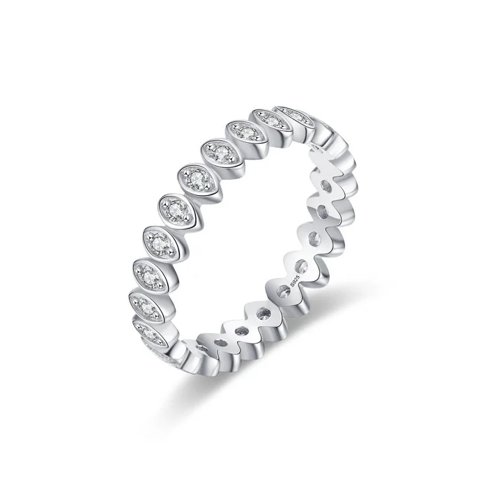 

Women European American INS Fashion Light Luxury Geometric Design Wedding Engagement S925 Silver Diamond Ring