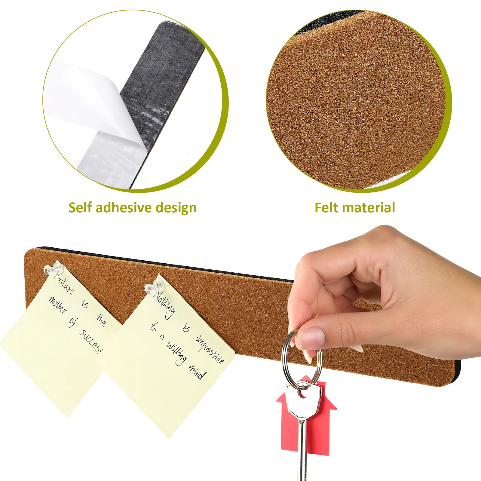 

6 Pcs Felt Strips Decorative Thumbtacks Transparent Pushpins Yellow Polyester Wall Decor Office Memo Board For Walls Notice
