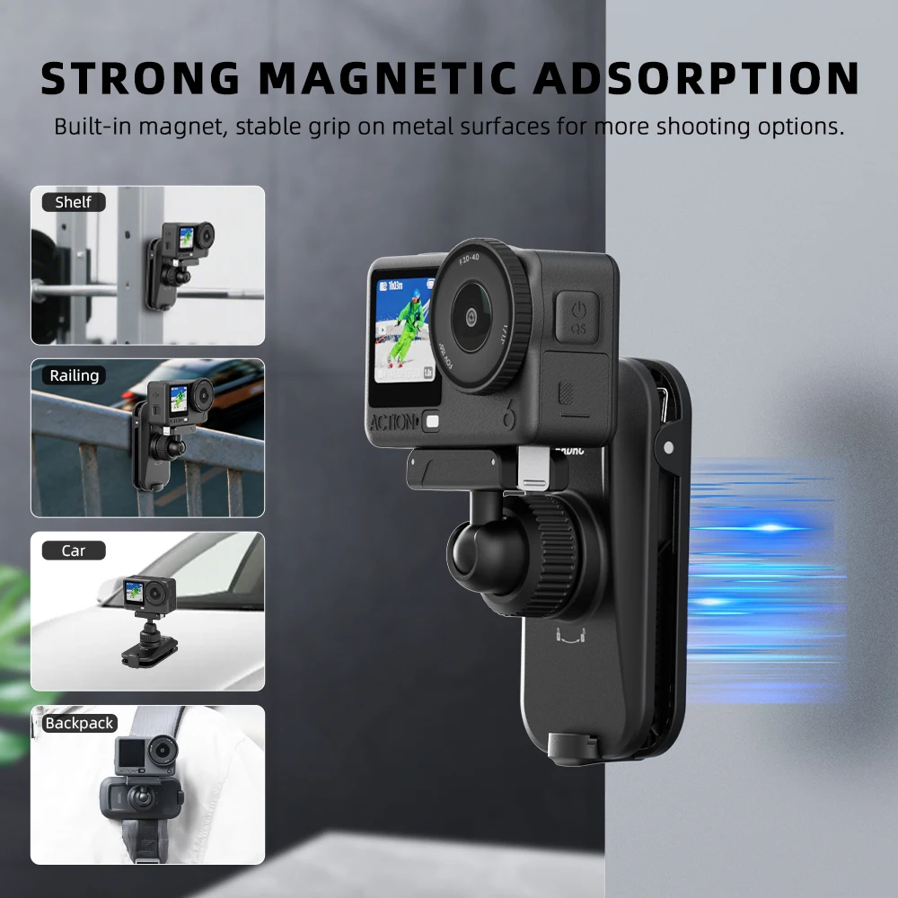 Flymile Magnetischer Rucksack-Clip Schnellverschluss-Klemmplatte für DJI Action 6 Action 5 Pro/Insta360 X6 X5 Ace Pro/Gopro Zubehör – Detail 7