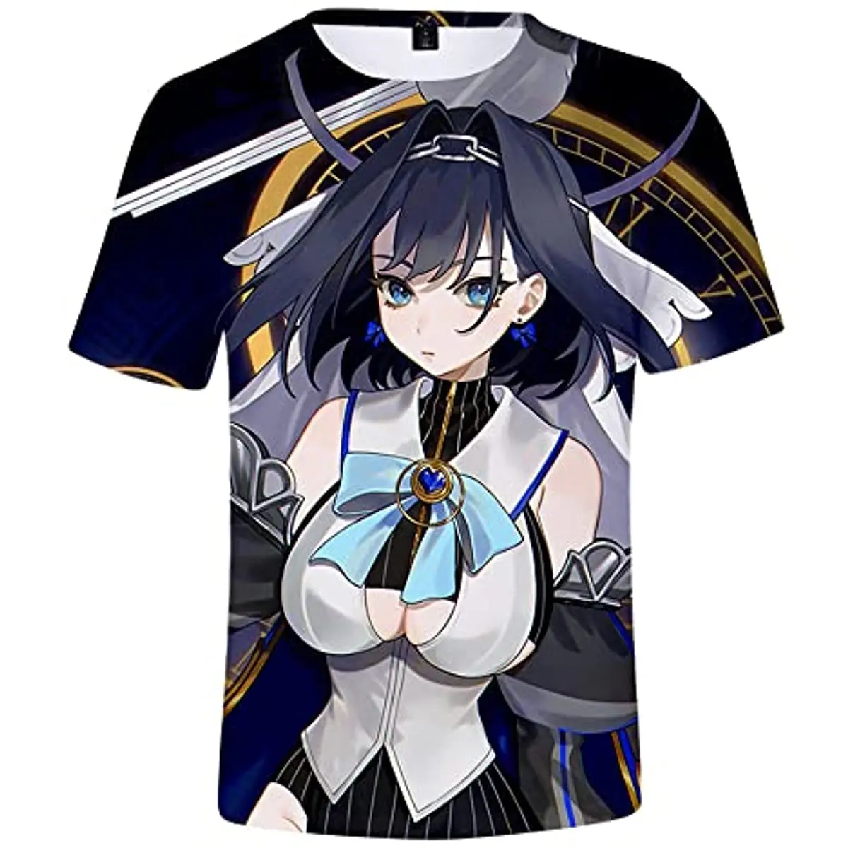 男性と女性のためのouro kronii 3D Tシャツ,ストリートウェア,カワイイTシャツ,ストリートウェア,春夏