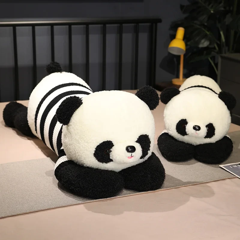 

Super Cute Sweater Giant Panda Plush Long Pillow Cartoon Stuffed Animal Lying Big Size Pandas Plushies Toys for Kids Girls Gifts