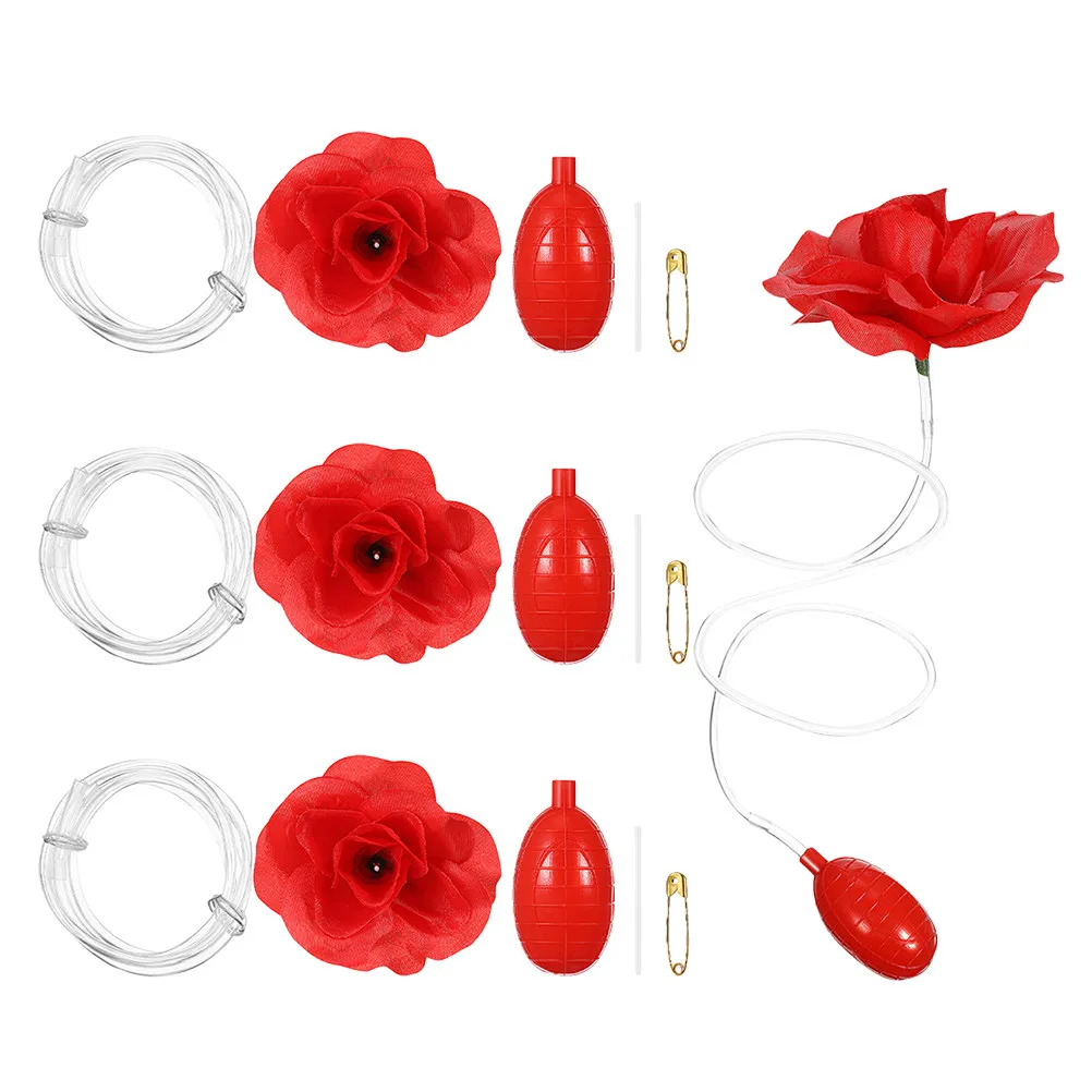 

Набор из 4 шт. реалистичных красных роз-брызгунов для розыгрышей, с функцией распыления воды, для вечеринок, на День дураков, для использования на улице и в помещении