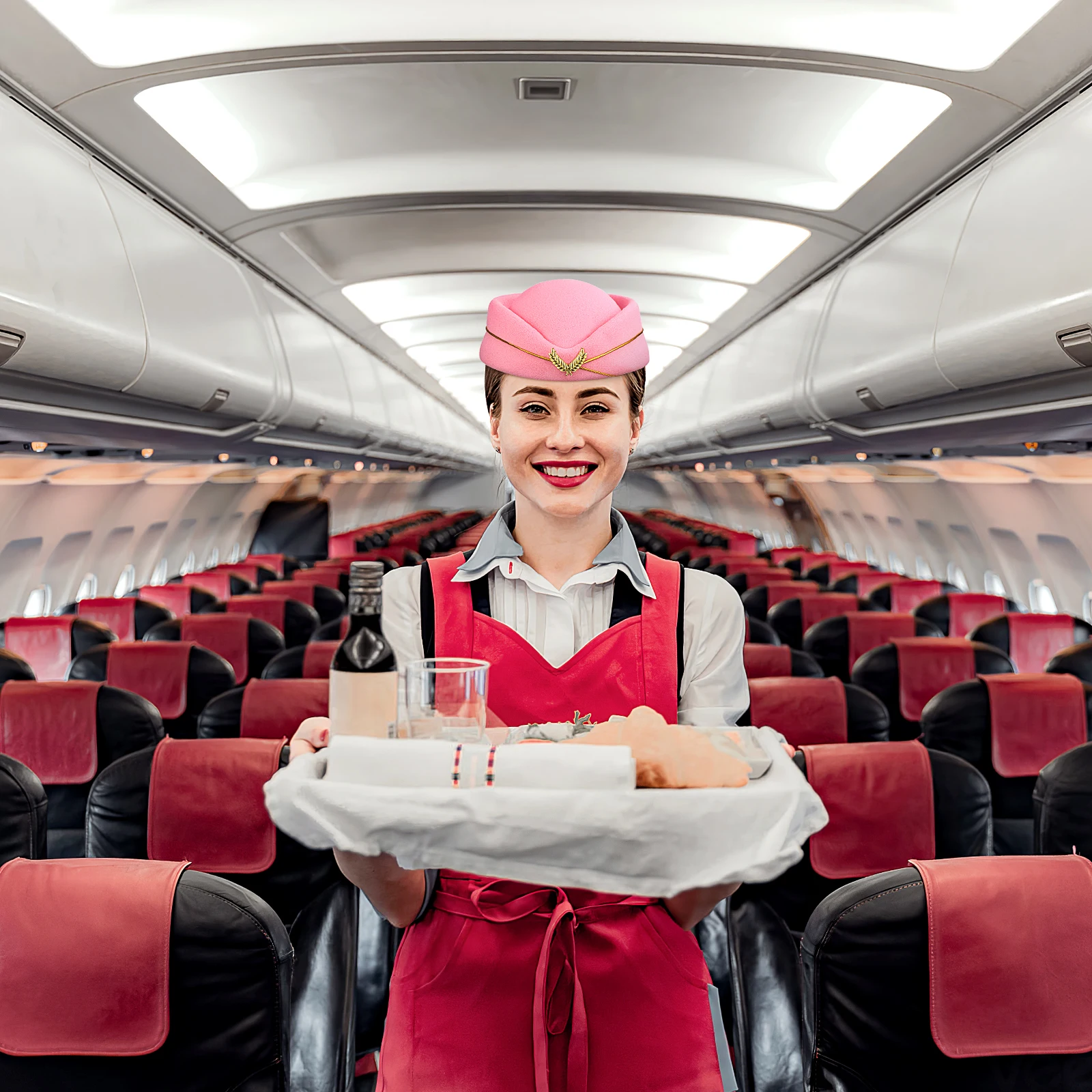

Fushisa Stewardess Hat Women Air Hostess Flight Attendant Costume Decorative Party Vintage Accessories Halloween Cosplay