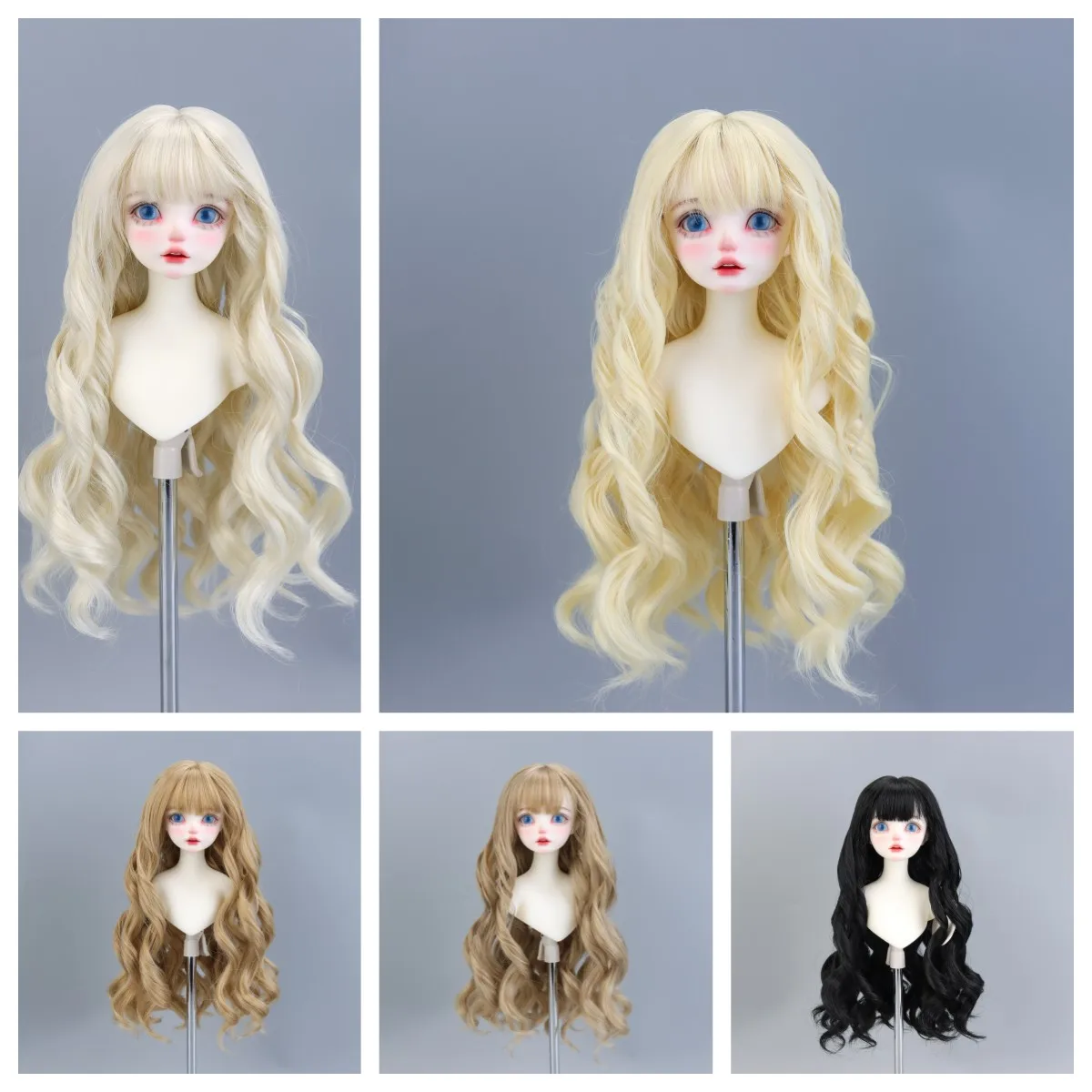 

New 1/4 BJD Wigs Long Curly Blonde Light Brown High temperature Fiber Tress For Minifee 7-8'' SD Minifee Doll DIY Hair