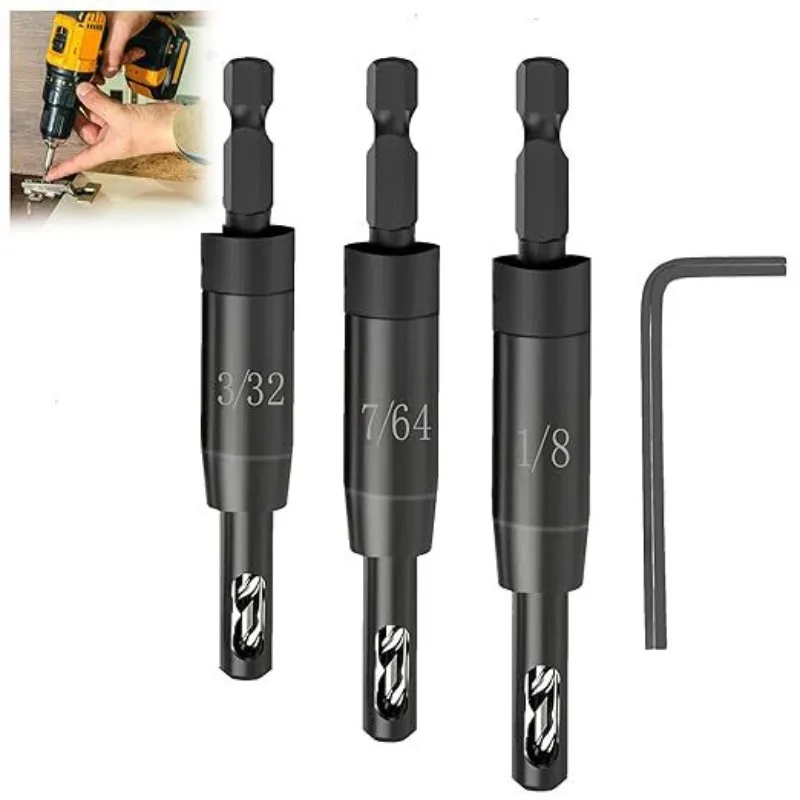 

Самоцентрирующиеся сверла VIX с шестигранным хвостовиком, 3/32", 7/64", 1/8", полный набор самоцентрирующихся сверл для деревообработки