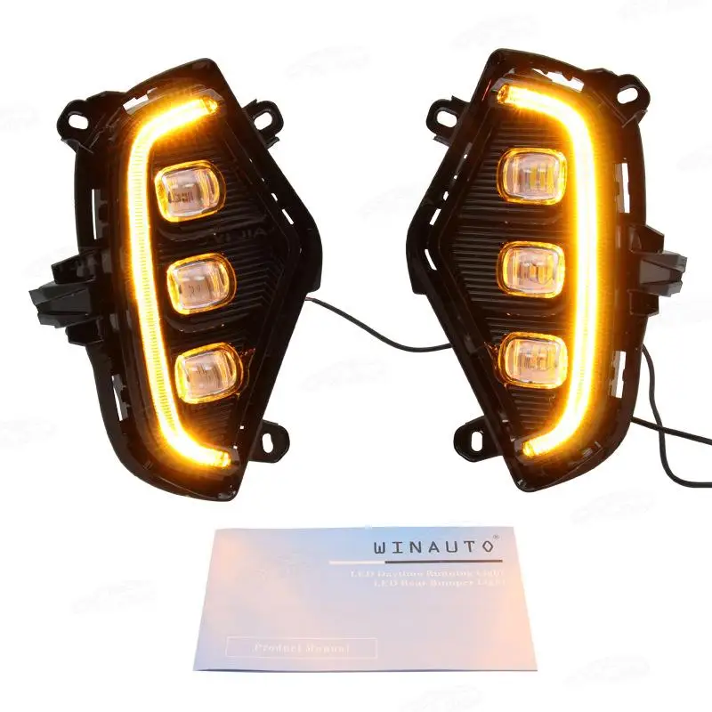 For Toyota RAV4 2019-2021 DRL Led Turn Signal Lights 1Pair Daytime Running Lamp Waterproof Front Foglights Auto Parts Accessorie