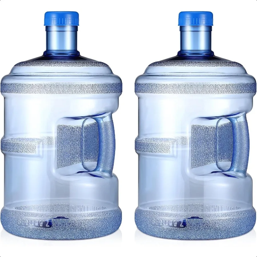 

2 Pieces Gallon Water Jugs Round Plastic Bottles with Handle Screw Cap for Camping Gym Use Reusable Large Capacity Outdoor Trav