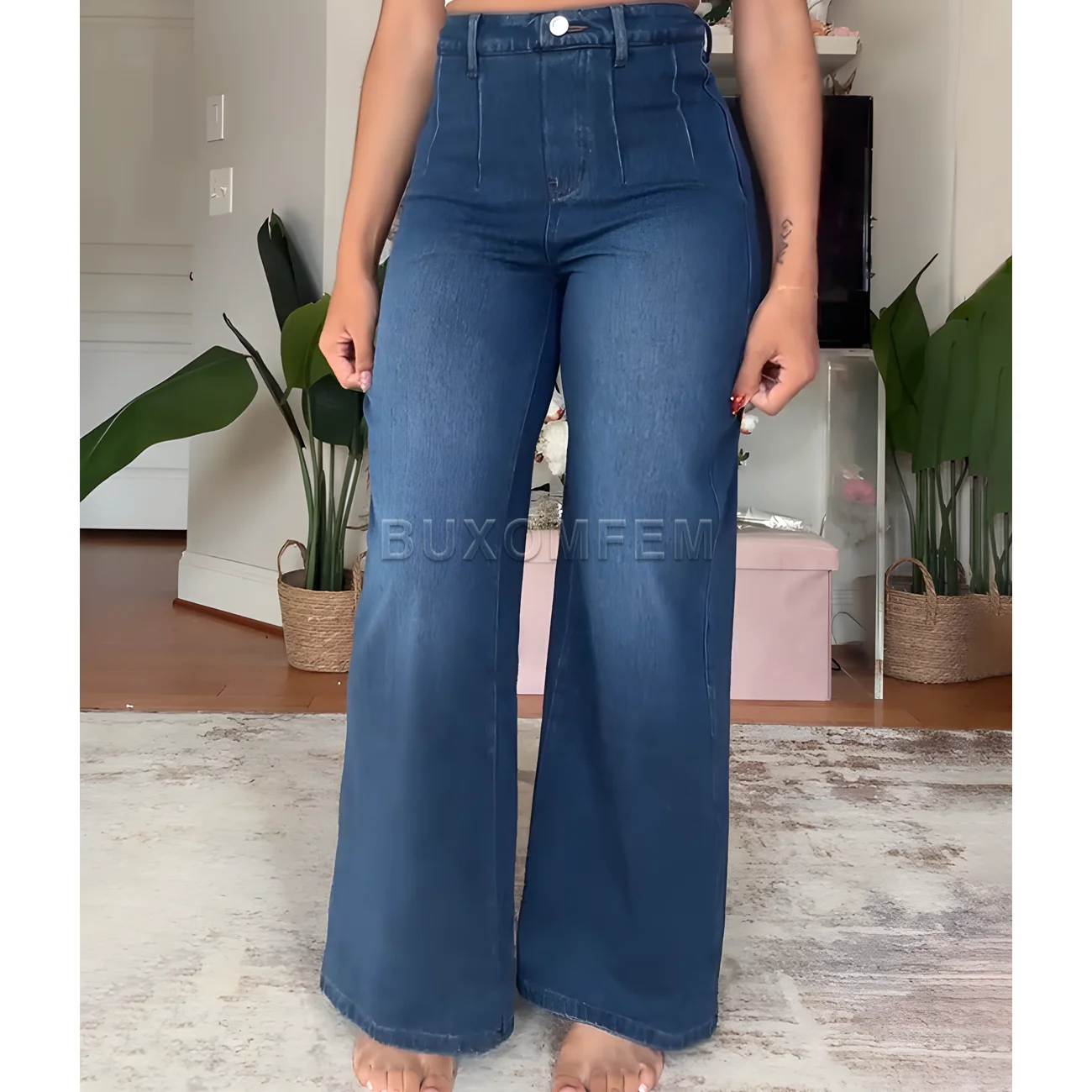 Women's High Stretch High Waisted Wide Leg Pants Ladies New Streetwear Outfits Stylish Full Length Straight Trousers Outwear