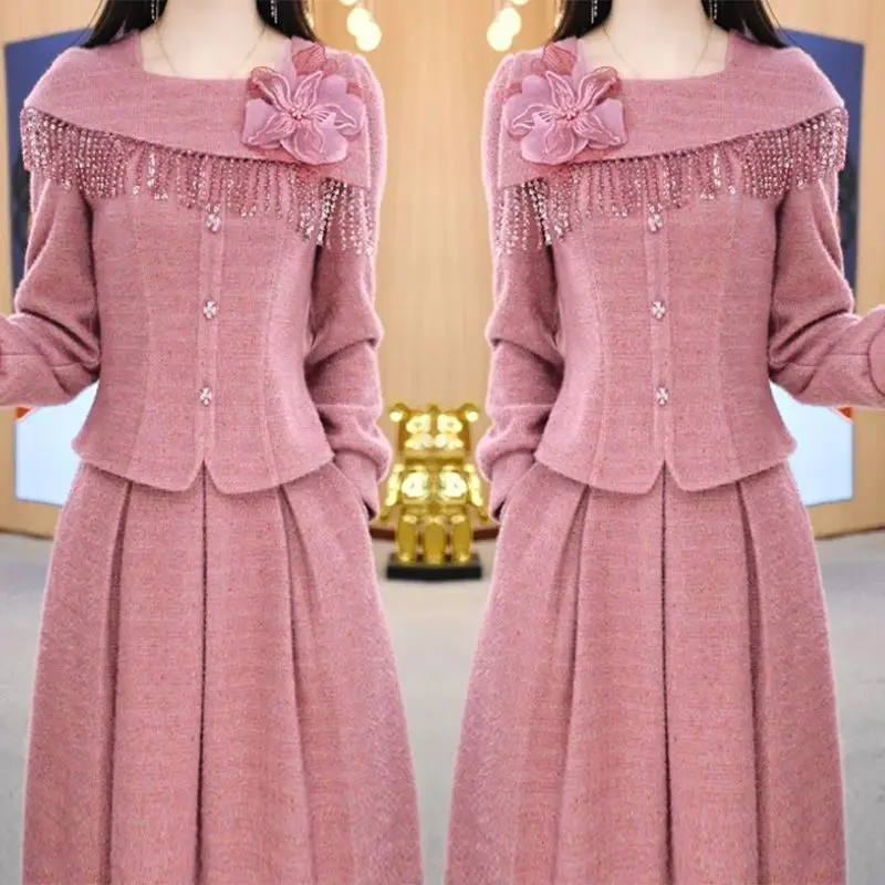 

High End Fashion Set Spring and Autumn New Korean Version Stylish Slimming Top Half Body Skirt Two-piece Set