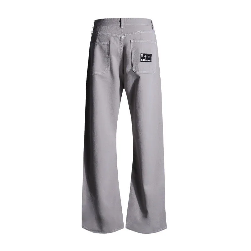 High Waist Straight Leg Embroidered Waed Denim Jeans Women's Summer Loose Wide Leg Slimming Drapey Long Pants Street Sle