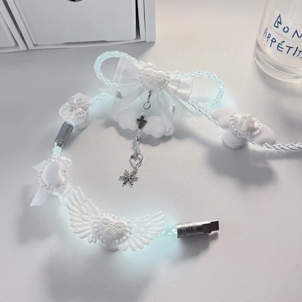 Keyboard Aviation Plug-in Cable Custom Luminescent Single Crystal Copper Bow Keyboards Cable 8k Usb Type-c Keyboard Accessories