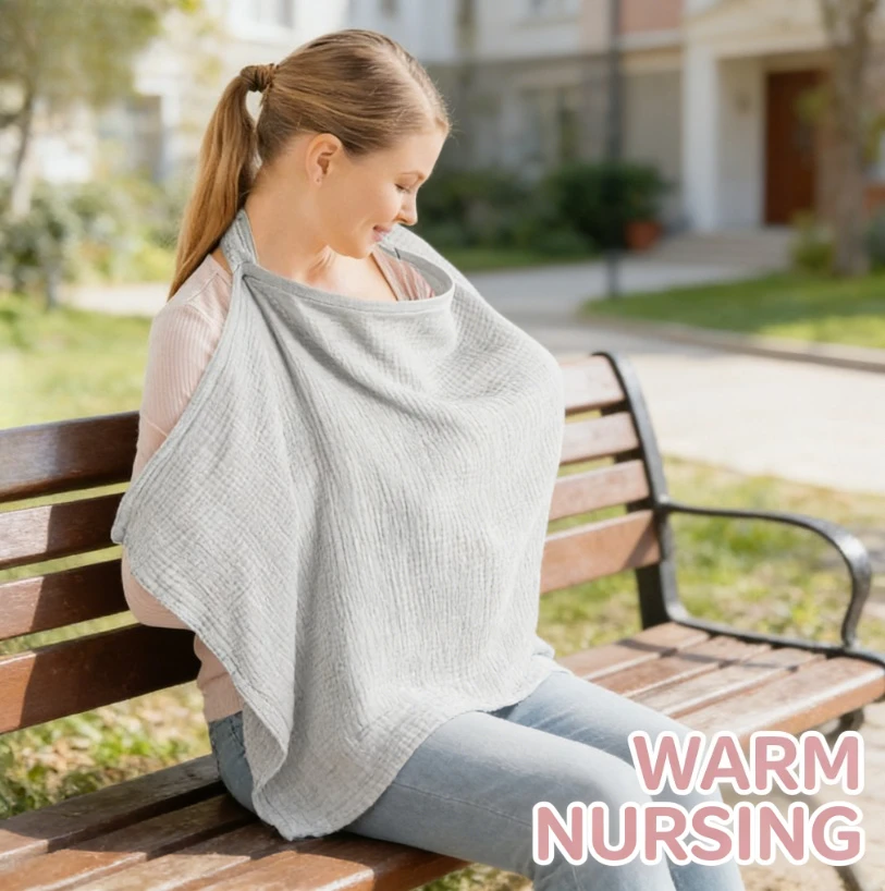 Breathable Gauze Nursing Cover Multi Use Shawl for Breastfeeding Moms Anti Exposure Cloth