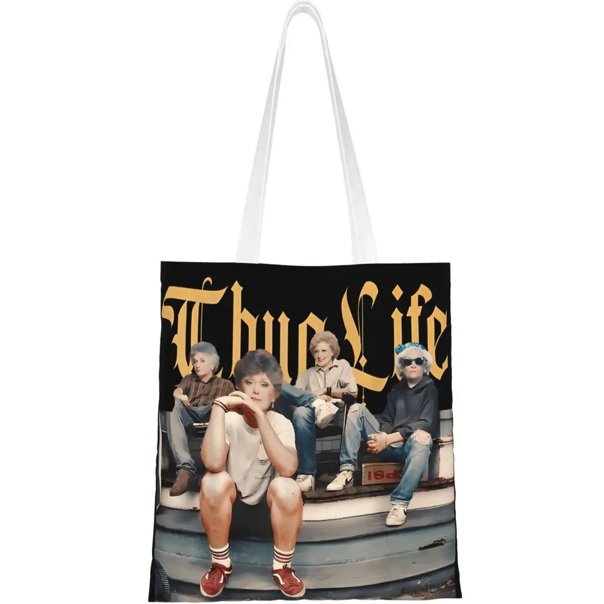 Bolsas Thug Life para mulheres, bolsa de lona, bolsa de ombro Hip Hop, bolsa de compras casual, meninas douradas, estudante, Y2K