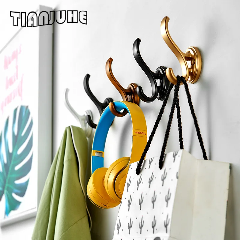 

5Pcs Wall Hooks for Hanging Coat Towel Hooks Hardware Heavy Duty Aluminum Alloy Holder Hooks Wall Mounted