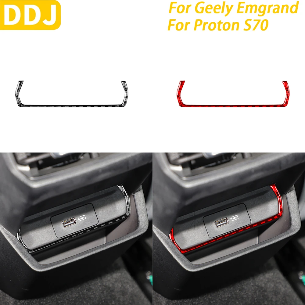 For Geely Emgrand 2022-2025 For Proton S70 2021-2024 Carbon Fiber Rear Charging Port Panel Trim Strips Car Accessories Sticker