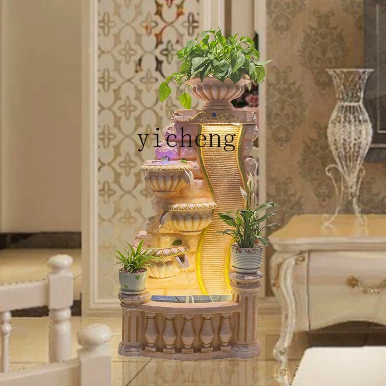 L-14 European-style flowing water makes money ornament living room large floor fountain fish pond lucky water feature decoration