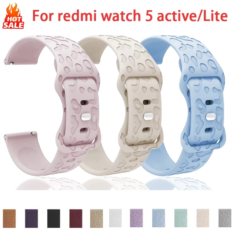 Sport Silicone Bracelet correa redmi watch 5 active bands Engraved Leopard Straps for Redmi Watch 5 Active/5 Lite 22mm Band