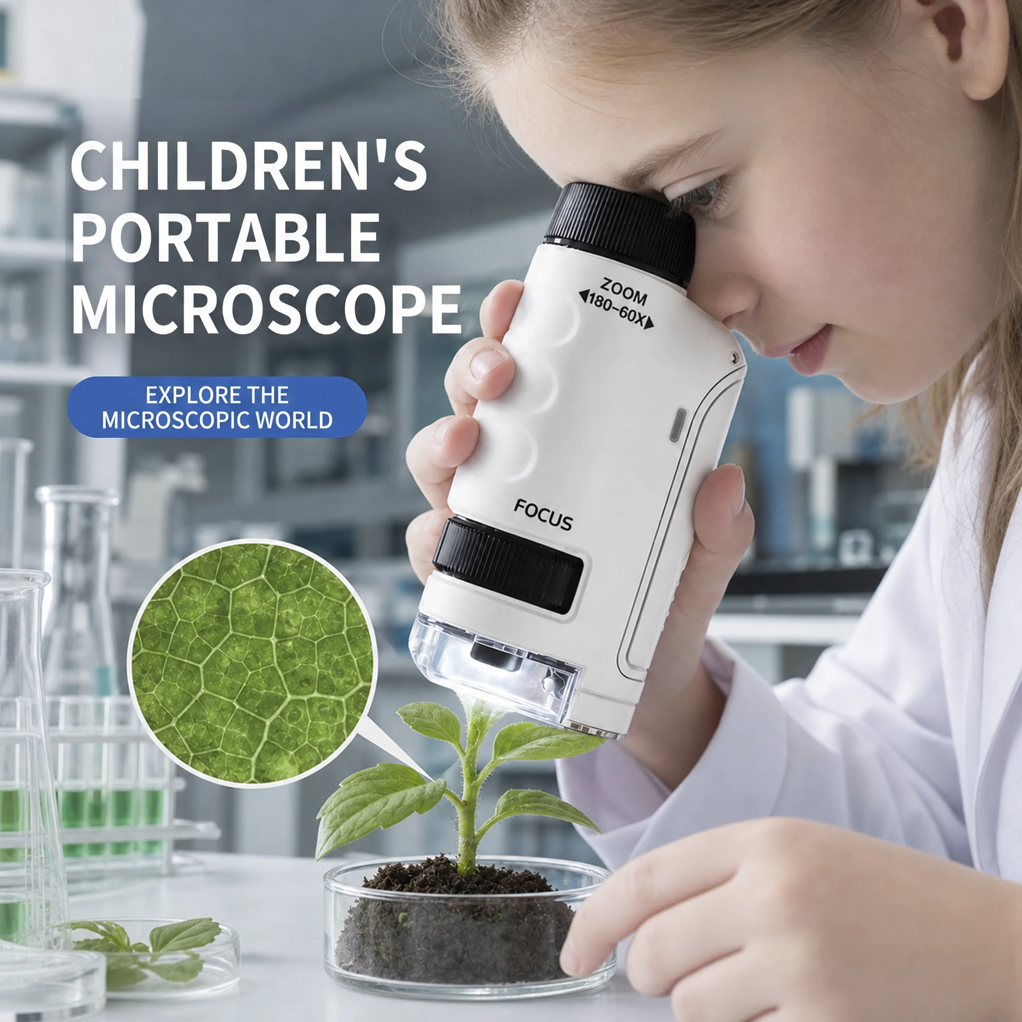 Kids Outdoor Microscope - Детский портативный микроскоп-игрушка, набор для изучения