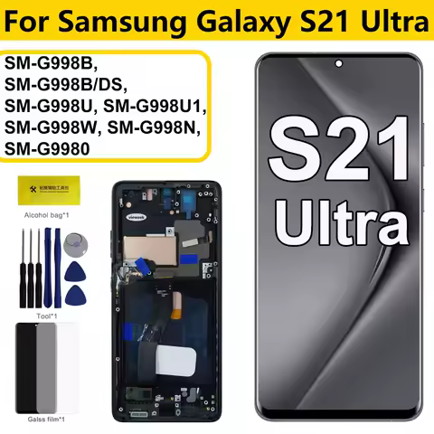 Screen For Samsung Galaxy S21Ultra G998B G998N G998U LCD Display Touch Screen Digitizer with Frame For Samsumg S21 Ultra 5G LCD
