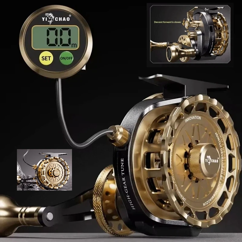 New Yichao Yufu Raft Fishing Reel 5th Generation Digital Display Metal Slow Descent Dual Magnetic Disc For Micro Lead Heavy Lead