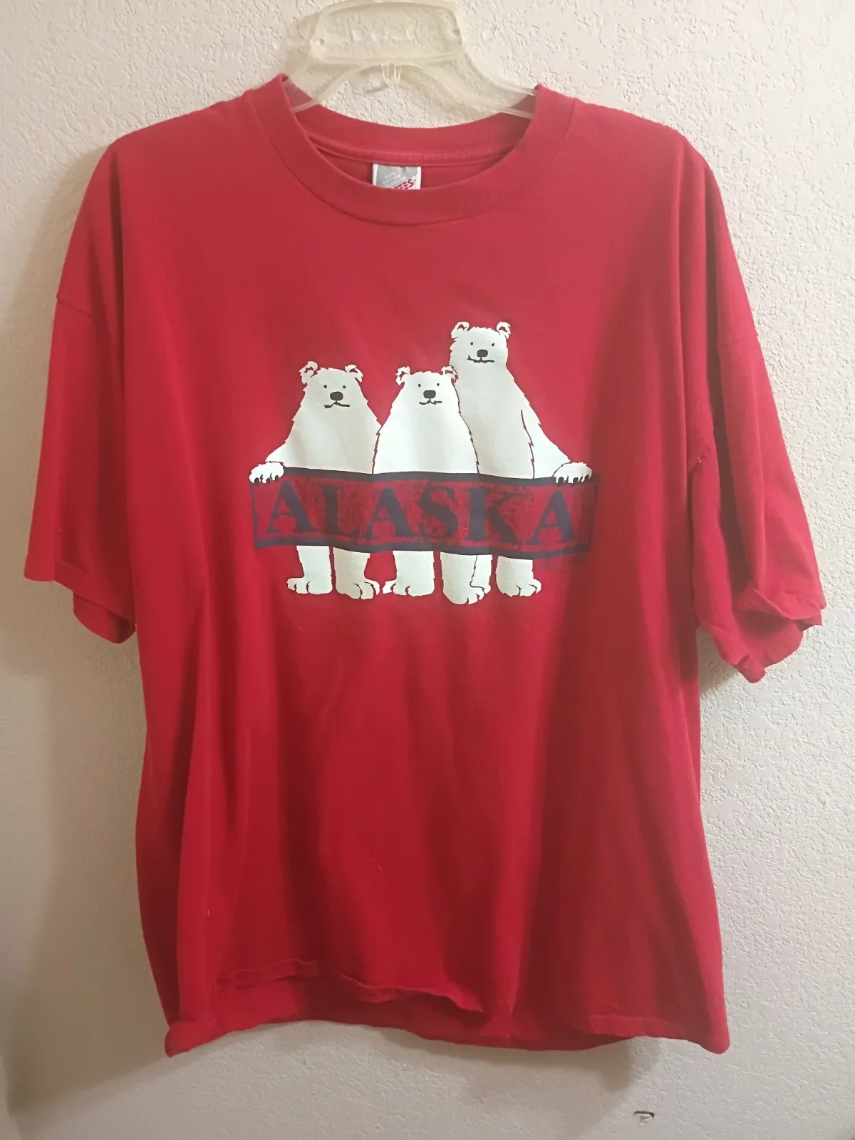 Vintage 1993 Animal Print Polar Bear Alaska T-shirt Red Size 2XL