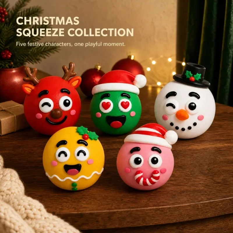 Christmas DIY Cute Elk Funny Face Changing Pinch Fun Slow Rebound Decompression Vent Squishies Toy Christmas Decoration Gift