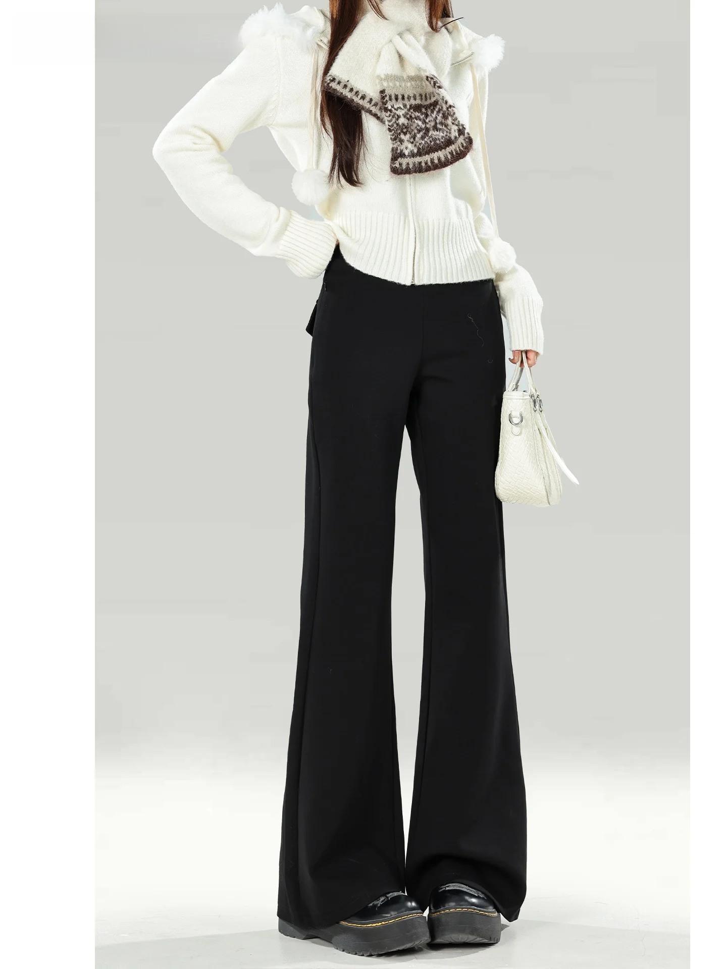 

Брюки для йоги La Chapelle с высокой талией, на подкладке, расклешенные, женские повседневные прямые брюки свободного кроя, зимние