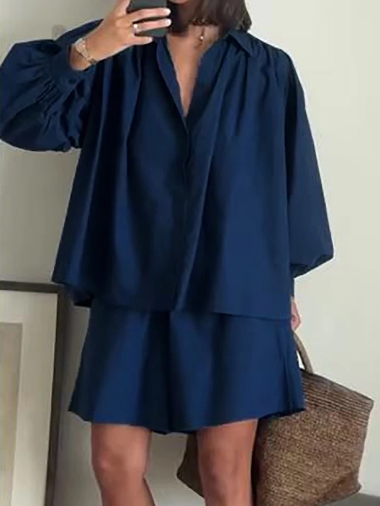 

Spring Summer Shabby Style Chic Outfit, Women Cardigan Top Shorts 2PCS Sets, 2025 Lace-Up Simple Solid Ladies Suits Streetwear