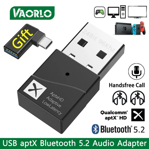 Transmisor TX40 USB Bluetooth 5,2 AptX de 24 bits, adaptador de Audio inalámbrico adaptable de baja latencia, llamada con manos libres para TV, PC, portátil, PS4/5