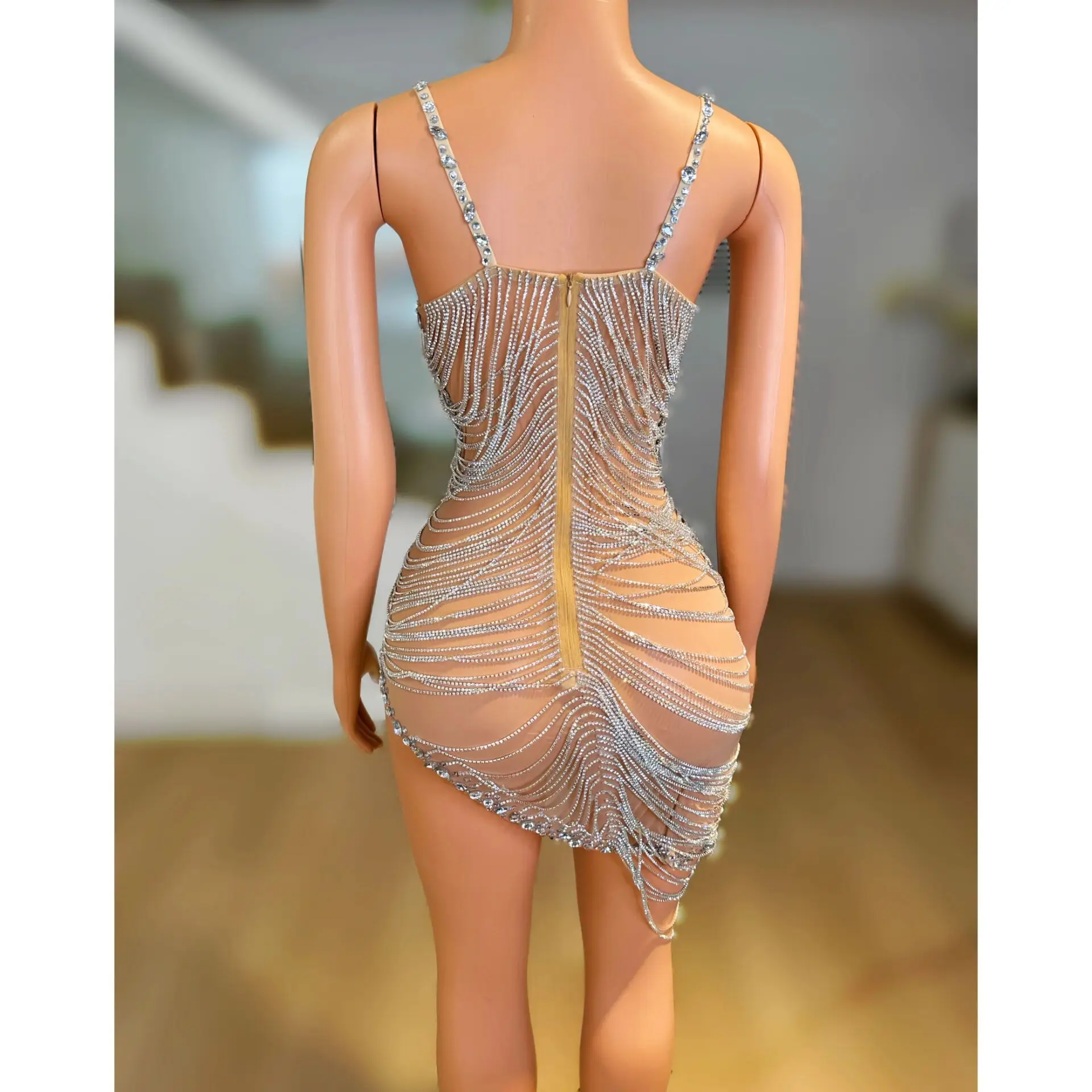 Sexy Full Diamond Tight Costume For Nightclub Stage Singer DS Model Catwalk Party Women's Evening Dresses For The Event Vestito