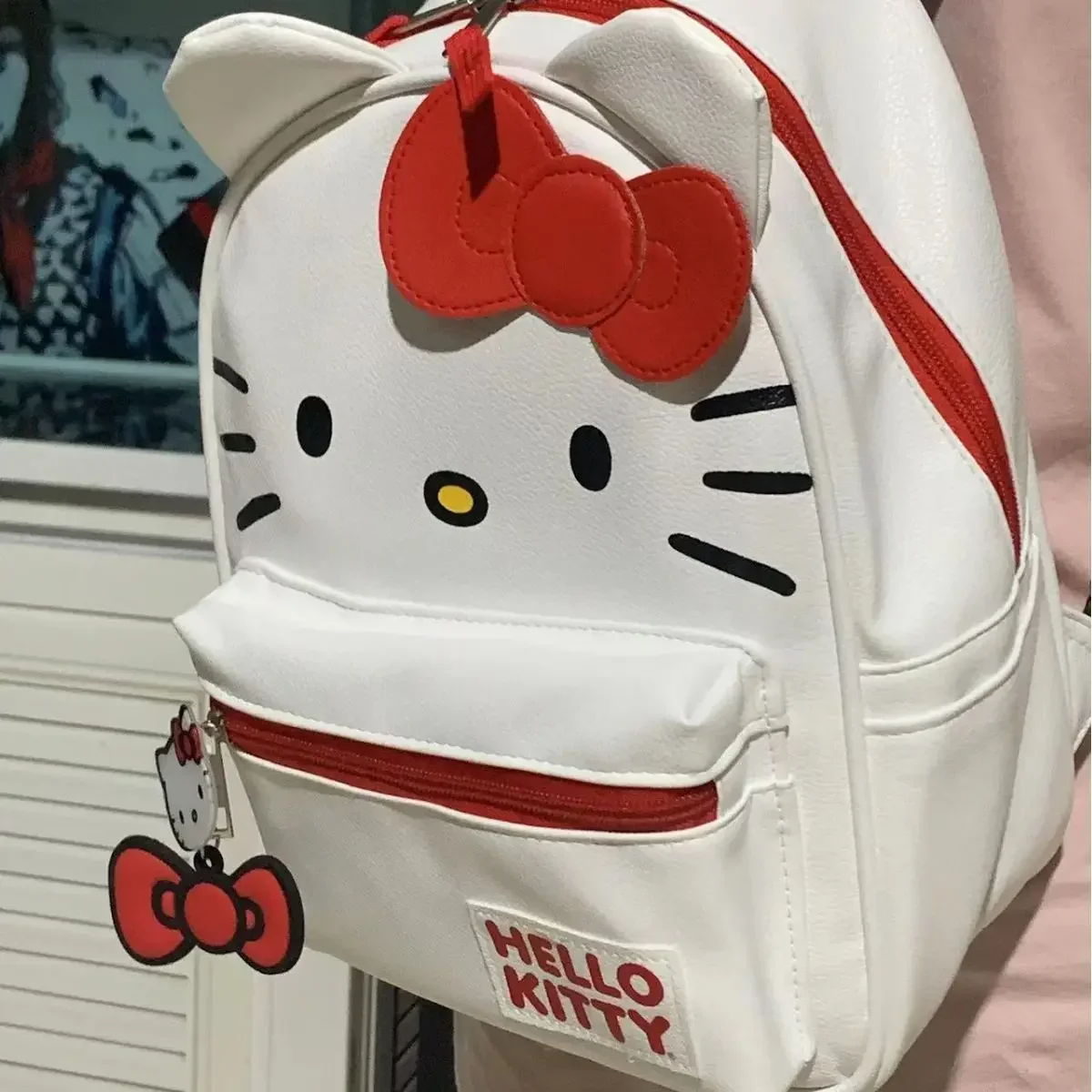 

Cartoon Sanrio Hello Kitty Cute Shoulder Bag Children Students College School Bag Leather System Cloth Kawaii Girlfriend Gift