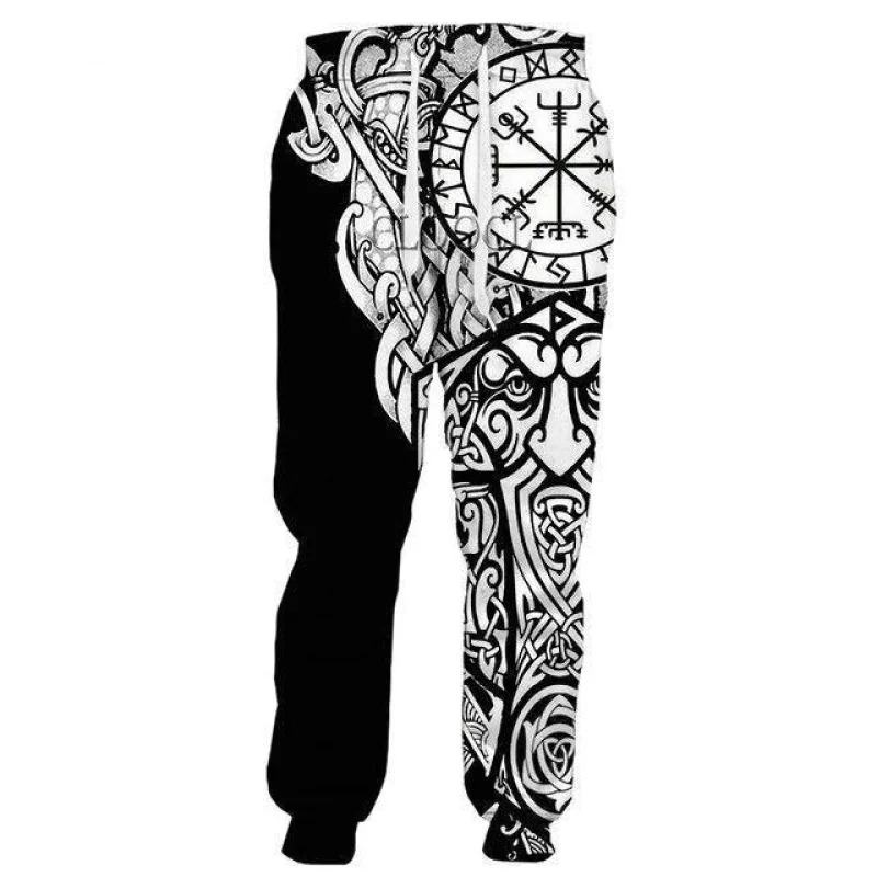 

Men's Viking Retro Odin Vegvisir 3D Printed Casual Pants Fashion Autumn and Winter Warm Pants Drawstring Sports Pants