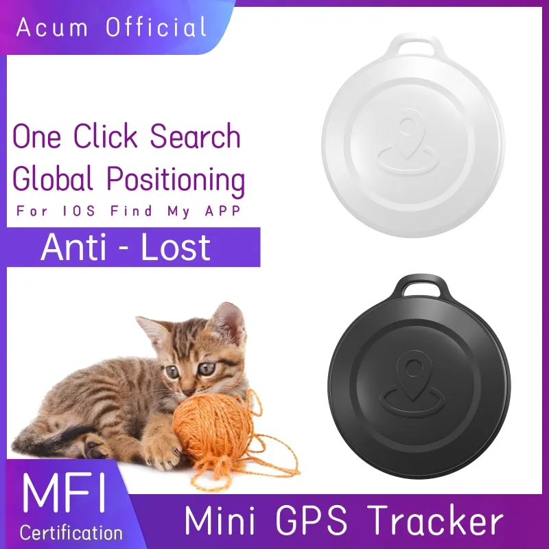 Mini rastreador inteligente de gatos con GPS Global, localizador de llaves antipérdida, billetera, alarma, Find My (iOS Only), etiqueta de aire, mascotas, perros, equipaje para niños