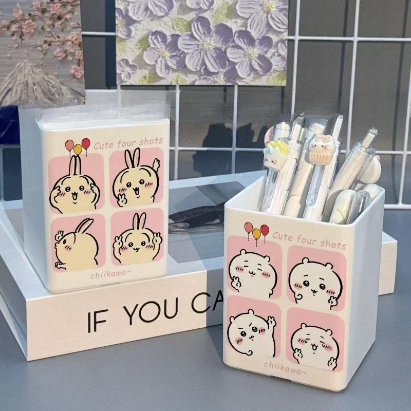 Anime Cartoon Kawaii Chiikawa Pen Holder Student Desktop Stationery Storage Makeup Brush Storage Bucket Goodlooks Large Capacity
