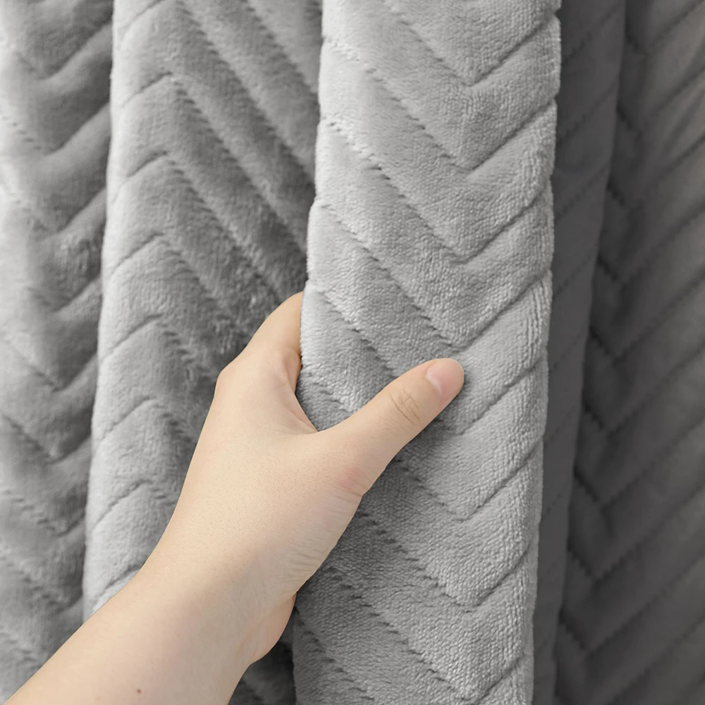 Winter Warm Thicken Quilted Windows Door Curtain Windproof Cold Proof Curtains for Home Cafe Office