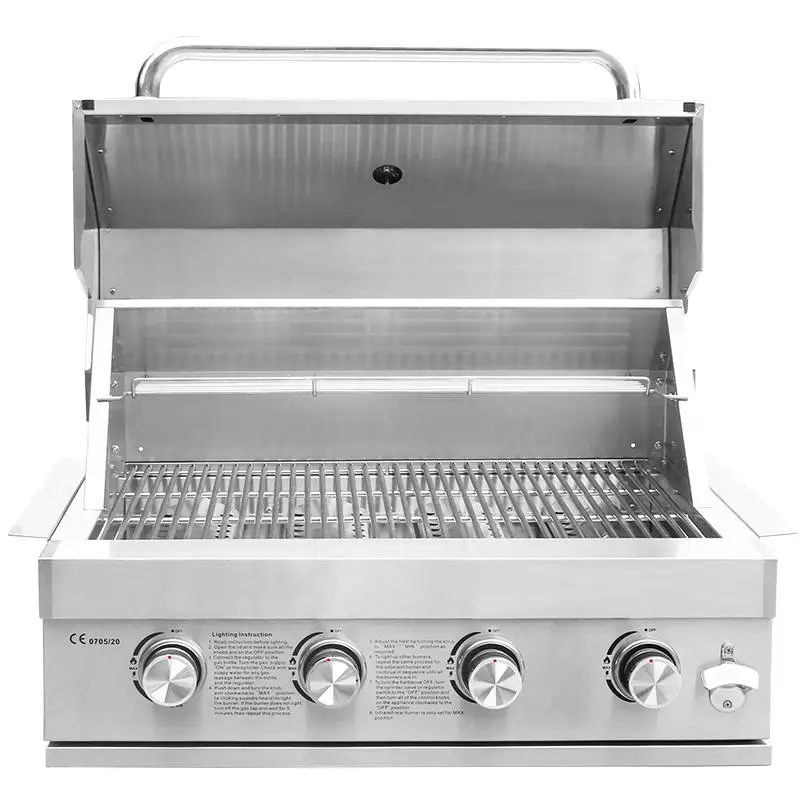 Stainless steel embedded barbecue stove, home courtyard gas barbecue rack, charcoal and gas dual-purpose American style stew ove