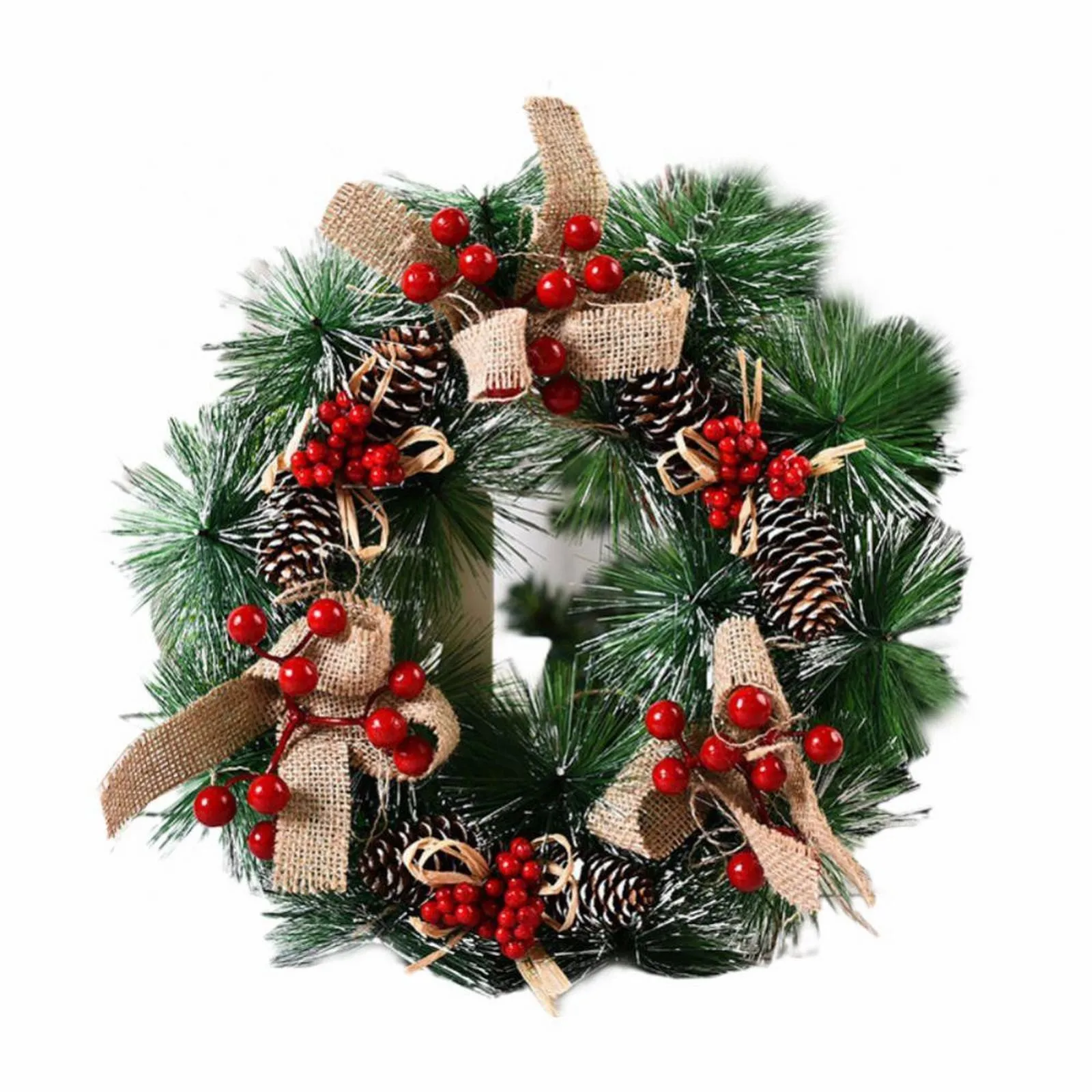 

Christmas Wreath, Artificial Red Berries Pine Cones Hanging Xmas Garland Ornament For Wall Window Door Christmas Pendant