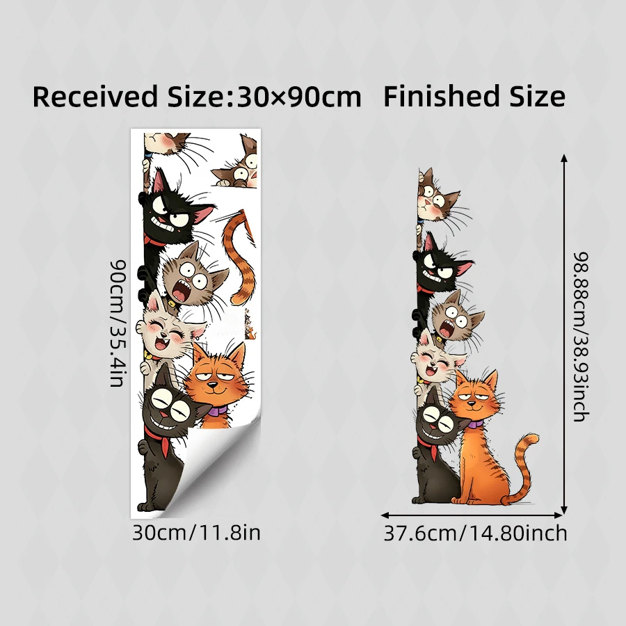 Whimsical Peeking Cat Stacking Wall Sticker,Cat Peeking on Door Decal Decoration,For Bedroom,Bathroom,Kitchen Or Living Door