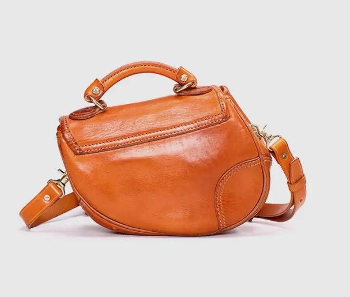 Plant-tanned Vintage Leather Men Bag Saddle Bag Top Layer Leather Handbags Crossbody Bag Shoulder Bag Wide Strap Chest Bags