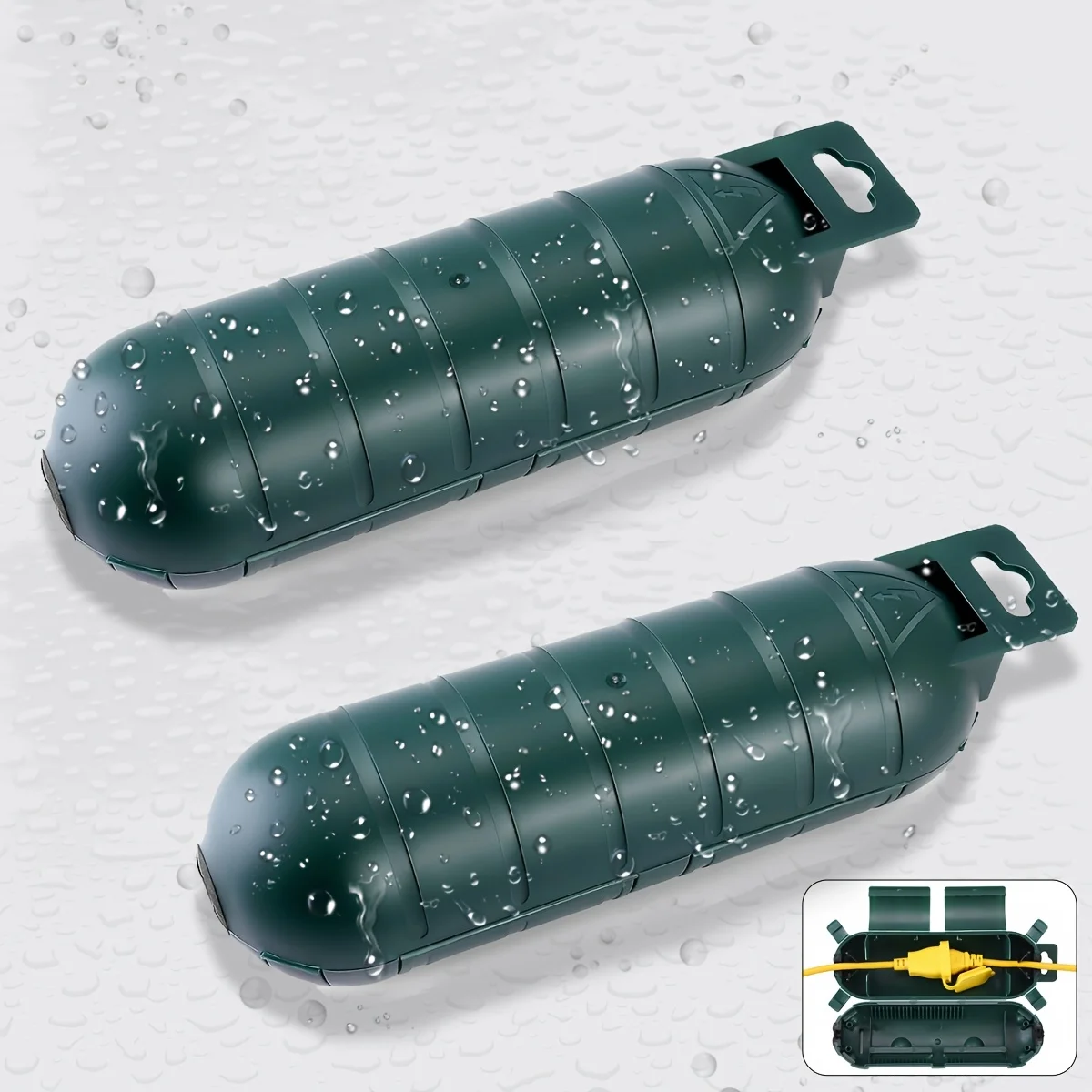 2pcs Outdoor Extension Cord Safety Cover with Waterproof Seal, Weatherproof Electrical Connection Box to Protect Outdoor Outlet