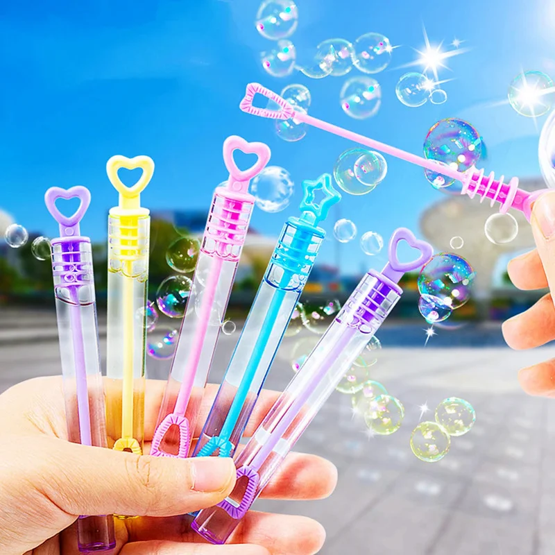 

10-30pcs Mini love five-pointed star bubble wand water colorful children toys will carry Cute Bubble Empty Tube Toy for kids de