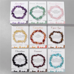 Irregular Chip Gravel Stone Bracelet With Card Fashion Natural Agates Carnelian Amazonite Gem Stone Stretch Bangle Jewelry Gift